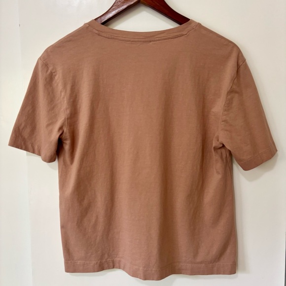 Zara| Soft V-Neck Brown Short Sleeve Cropped Tee Sz S - Picture 3 of 4
